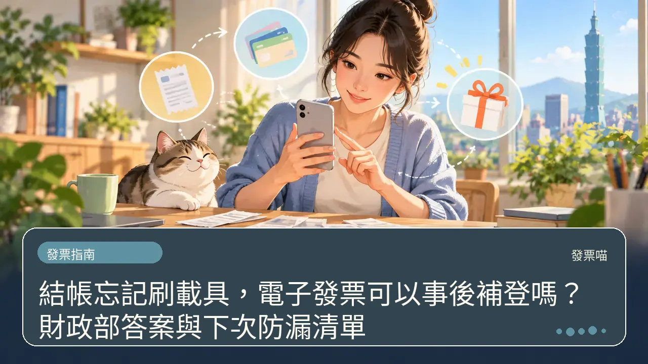 結帳忘記刷載具,電子發票可以事後補登嗎?財政部答案與下次防漏清單主題插畫