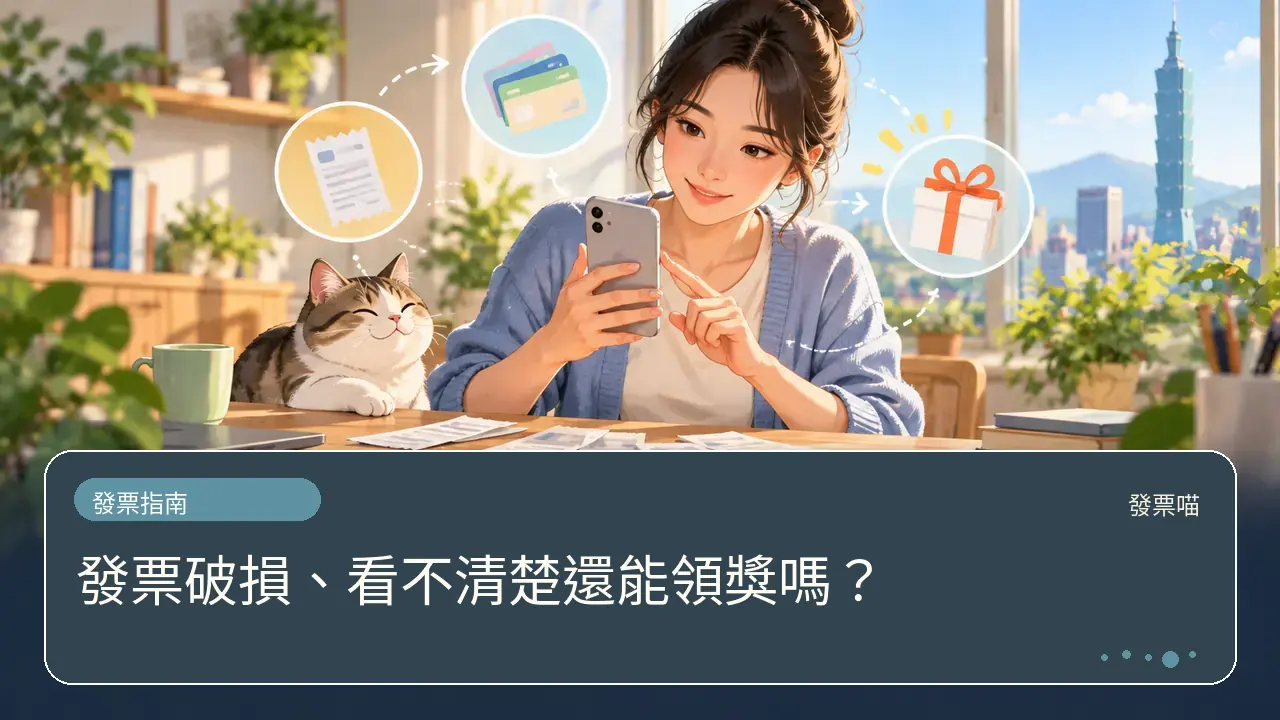 發票破損、看不清楚還能領獎嗎？主題插畫