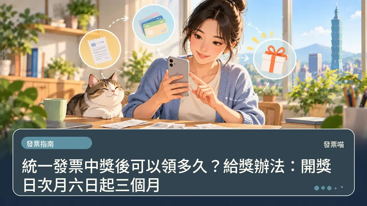 統一發票中獎後可以領多久？給獎辦法：開獎日次月六日起三個月主題插畫