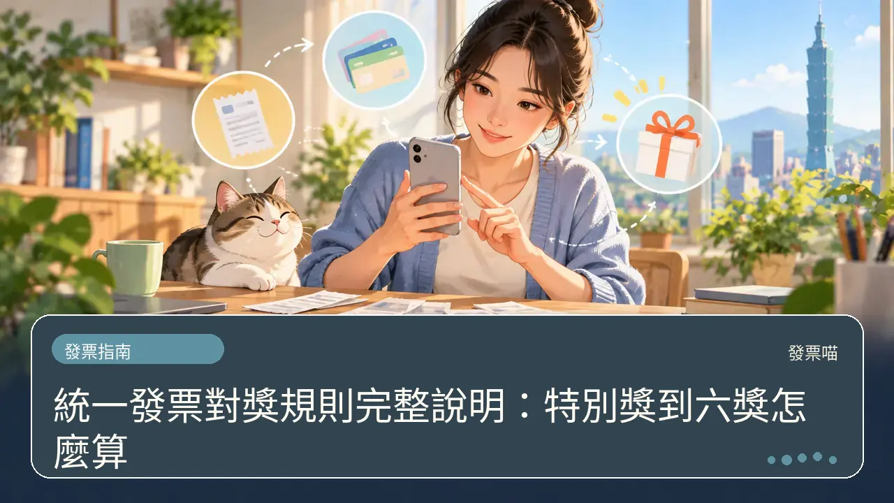 統一發票對獎規則完整說明：特別獎到六獎怎麼算主題插畫