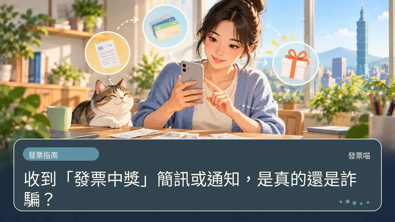 收到「發票中獎」簡訊或通知,是真的還是詐騙?主題插畫